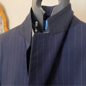 Ermenegildo Zegna Full Suit Mens 56L 100% Wool Striped Navy 3 Button EUC